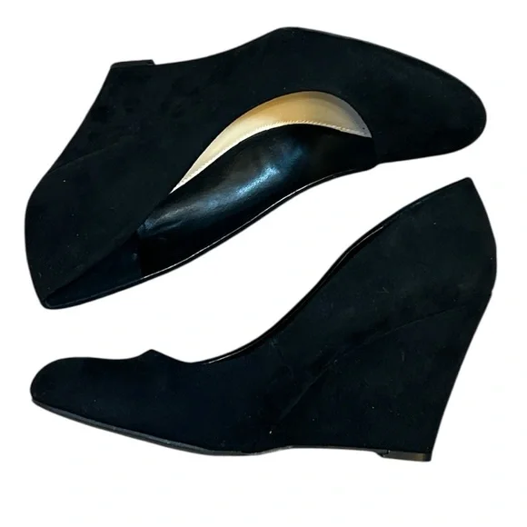 Jessica Simpson Black Suede Cash Solid Slip On Wedge Heels size 8.5 - Picture 2 of 16